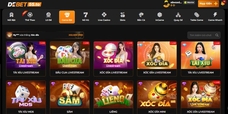 Các trò game bài nổi bật tại Sòng bài DEBET